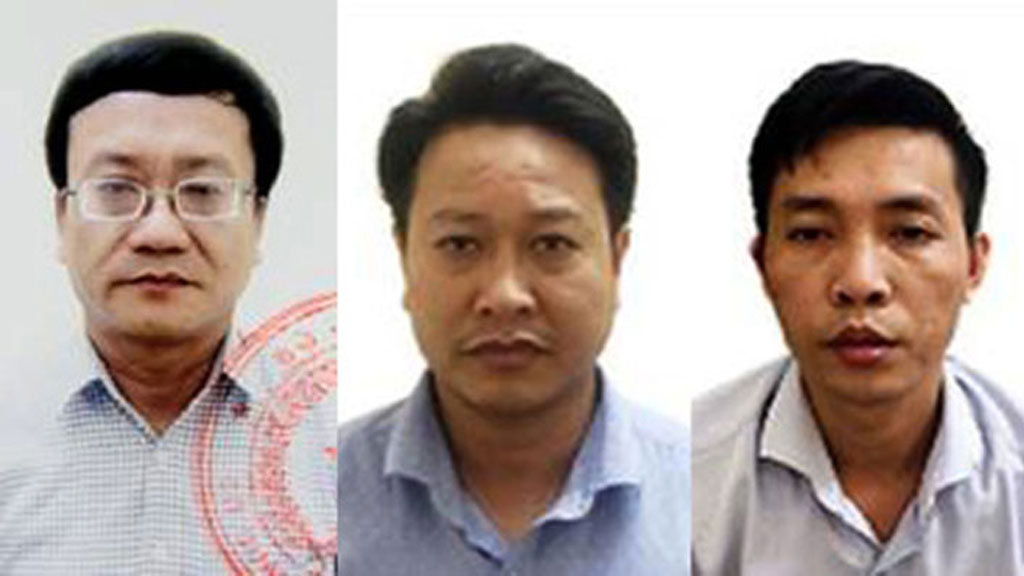 Các bị cáo chính trong vụ án (từ trái qua): Nguyễn Quang Vinh, Nguyễn Khắc Tuấn và Đỗ Mạnh Tuấn /// Bộ Công an cung cấp