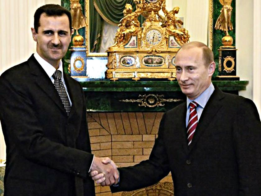 Ông Putin xác nhận Nga không kích ở Syria để bảo vệ chế độ của tổng thống Assad (trái) - Ảnh: Reuters