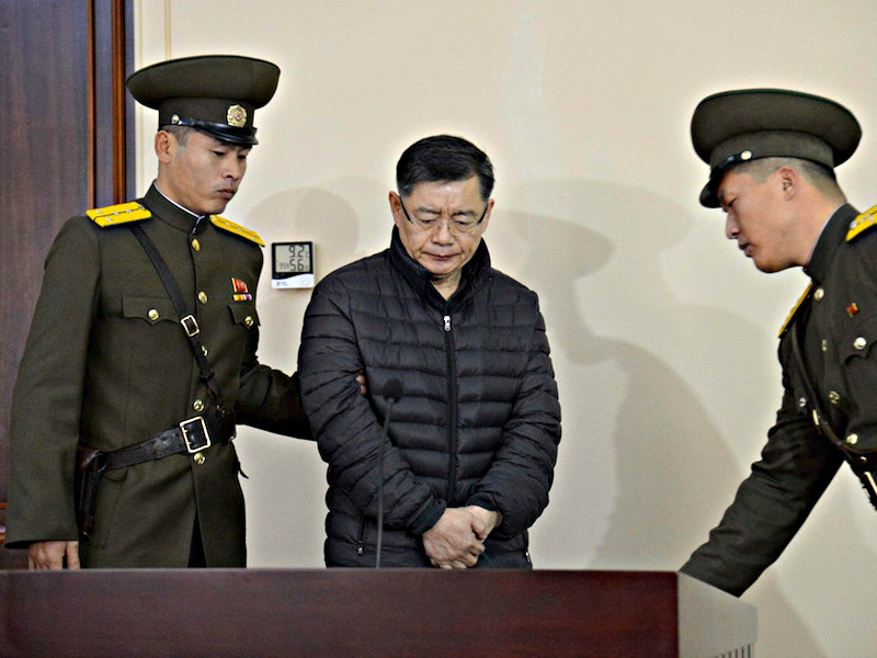 Mục sư Canada trong phiên tòa xét xử ông ở Triều Tiên - Ảnh: Reuters