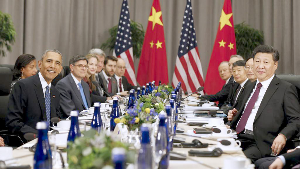 Ông Vương Nghị nói căng thẳng giữa Trung Quốc và Mỹ về vấn đề Biển Đông đã giảm trong cuộc gặp giữa hai nguyên thủ ở Washington ngày 31.3.2016 - Ảnh: Reuters