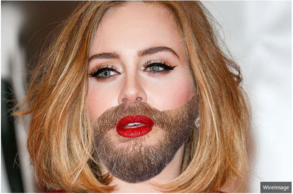 Ca sĩ Adele với bức hình minh họa hàm râu khi mang thai của cô - Ảnh chụp màn hình: Mirror
