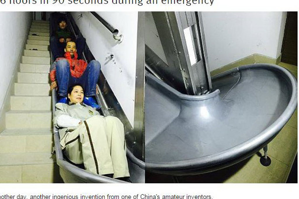 Thang tuột chỉ là trò của con nít nhưng thật sự hữu ích cho công dân lớn tuổi trong trường hợp khẩn cấp - Ảnh chụp màn hình: Shanghaiist