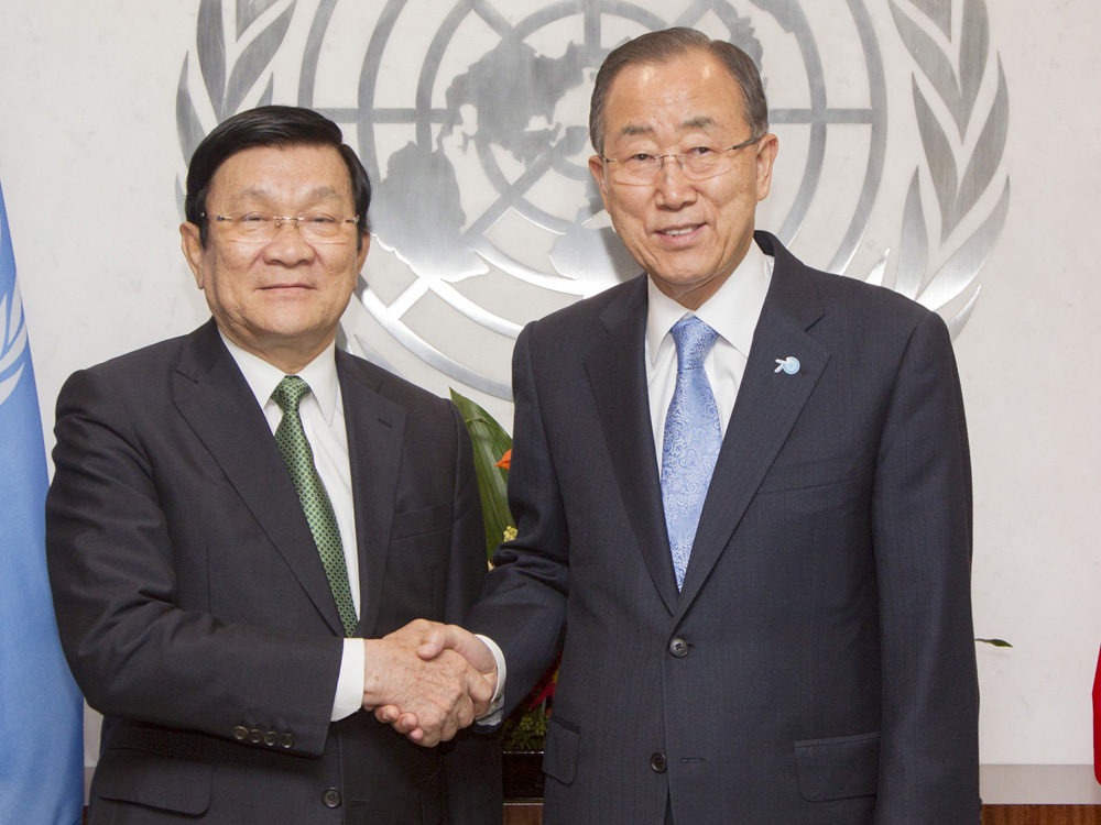 Chủ tịch nước Trương Tấn Sang và Tổng thư ký LHQ Ban Ki-moon - Ảnh: Website LHQ