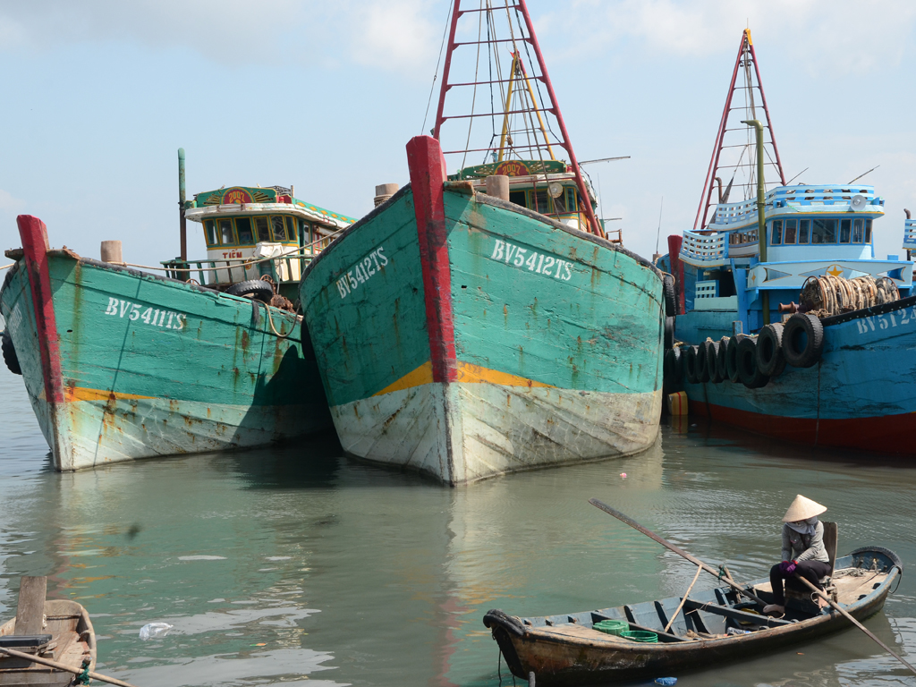 Hoạt động tàu cá ở cảng Phước Tỉnh cũng gây ô nhiễm môi trường ở khu vực Cửa Lấp - Ảnh: Nguyễn Long