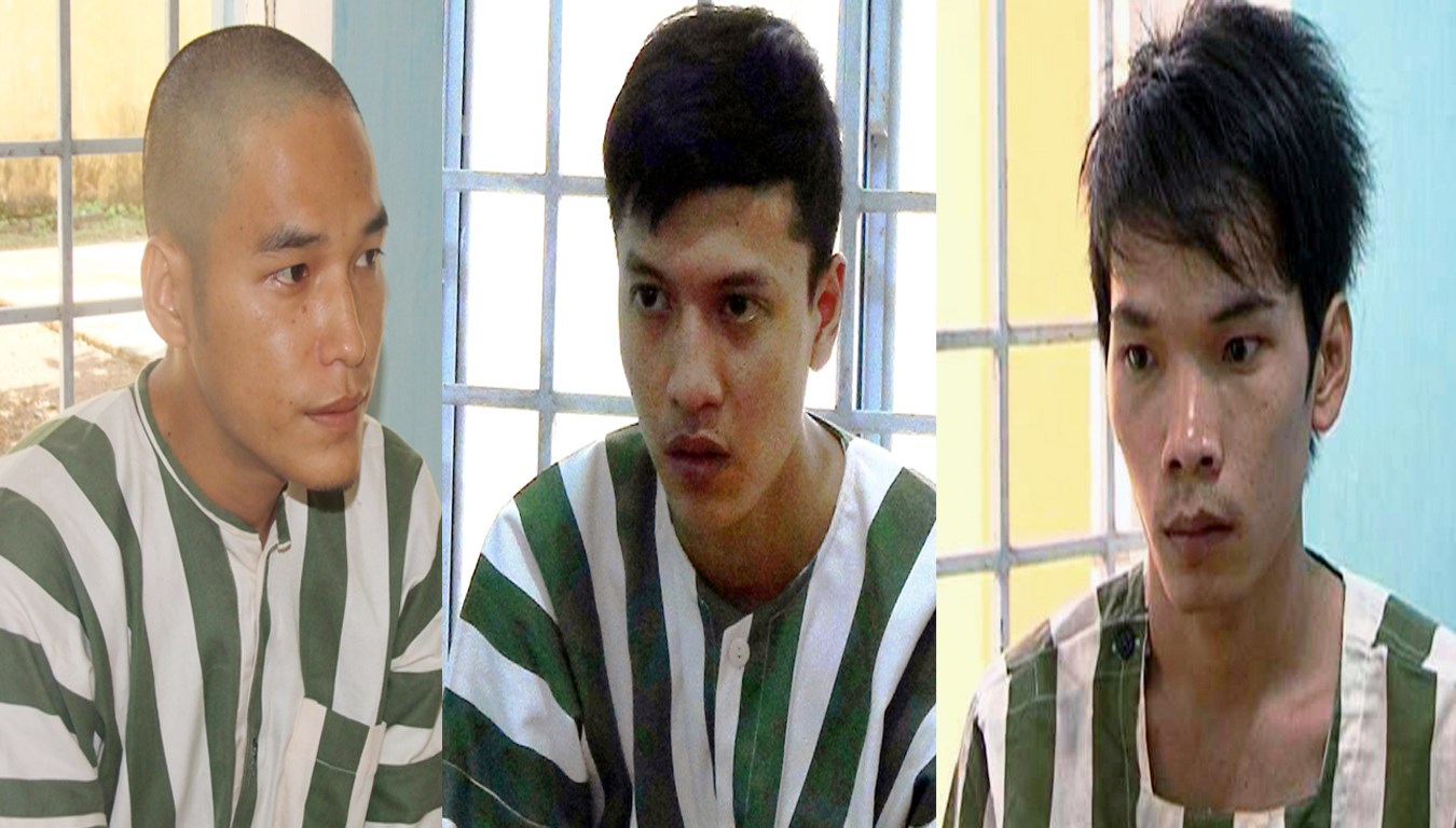 Ba bị cáo trong vụ thảm sát gia đình chủ xưởng gỗ ở Bình Phước (từ trái qua):  Thoại, Dương, Tiến
