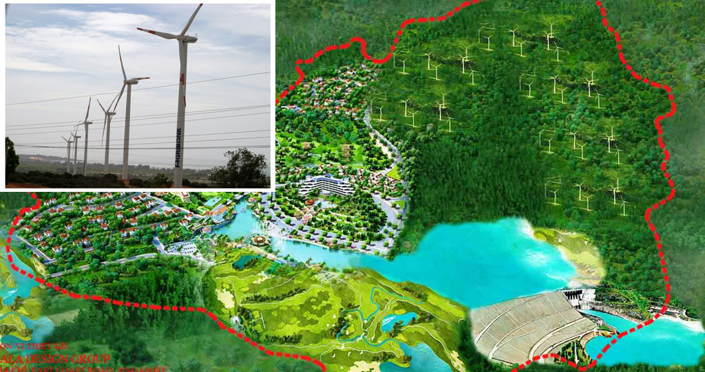 Phối cảnh quy hoạch khu vực 2 nhà máy điện gió Hướng Linh 1 và Hướng Linh 2 của Tổng công ty Tân Hoàn Cầu - Ảnh: Tân Hoàn Cầu cung cấp.