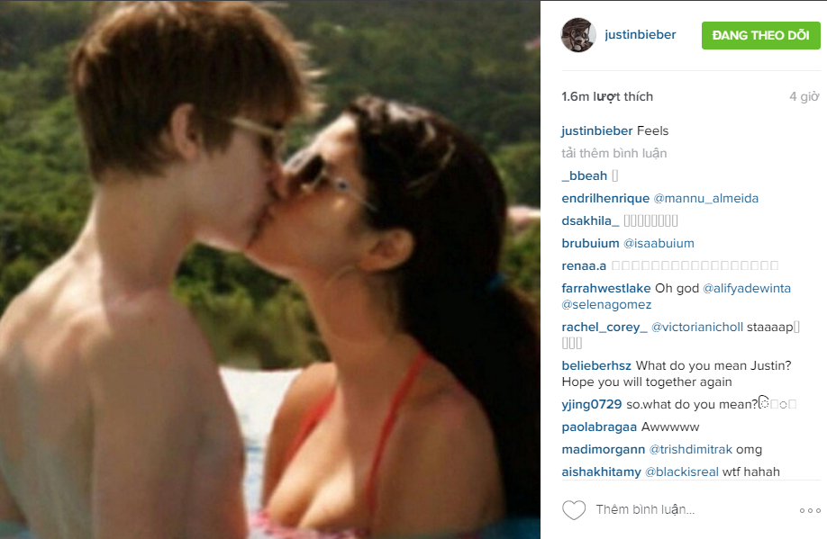 Bức ảnh tình cảm mà Justin Bieber đăng tải cách đây ít giờ - Ảnh: Instagram Justin Bieber