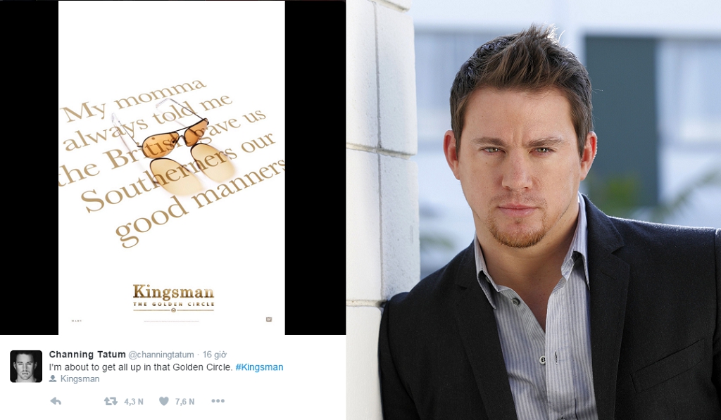 Channing Tatum thông báo anh chính thức gia nhập đại gia đình ‘Mật vụ Kingsman’ - Ảnh: Chụp màn hình Twitter NV, Reuters