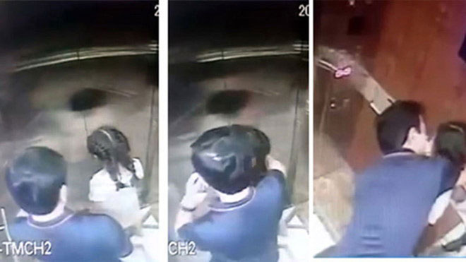 Ảnh chụp màn hình vụ Nguyễn Hữu Linh “nựng” bé trong thang máy