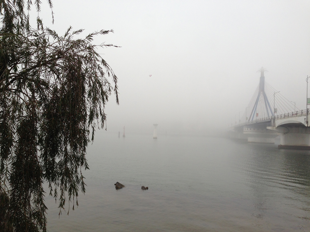 Cầu sông Hàn chìm trong sương mù