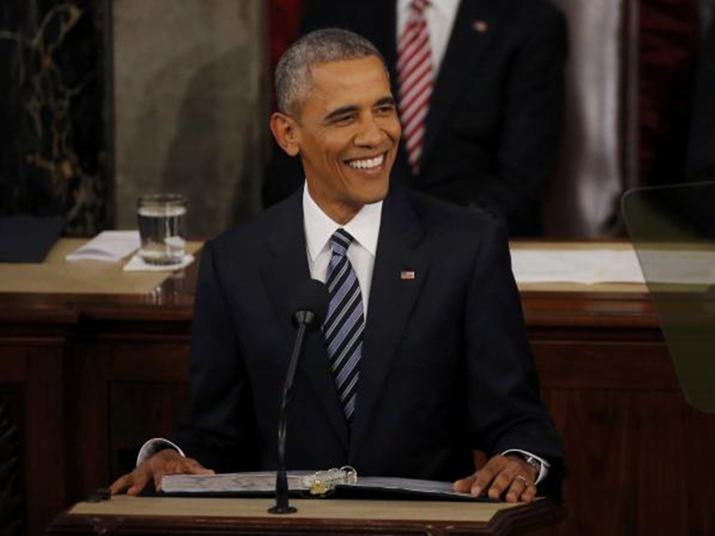Tổng thống Mỹ Barack Obama đọc Thông điệp liên bang năm 2016 - Ảnh: Reuters
