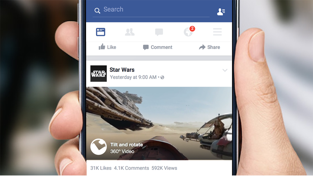 Một đoạn phim Star Wars VII được quay 360 độ trên Facebook - Ảnh chụp màn hình