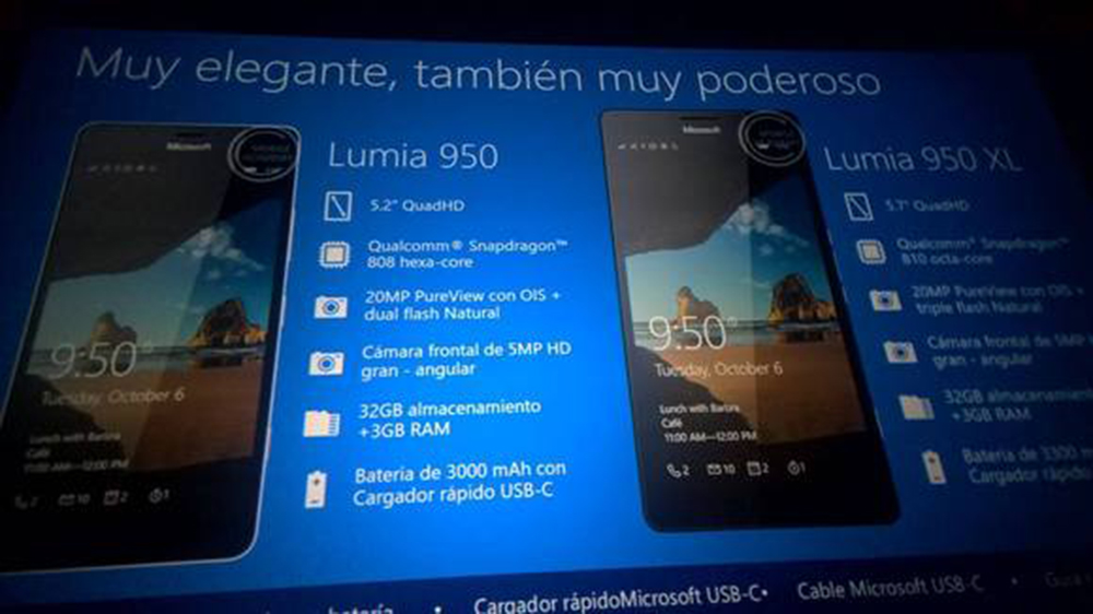 Thông tin cấu hình Lumia 950 và 950 XL - Ảnh chụp màn hình