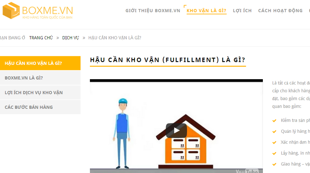 Giao diện làm việc của trang web BoxMe - Ảnh chụp màn hình