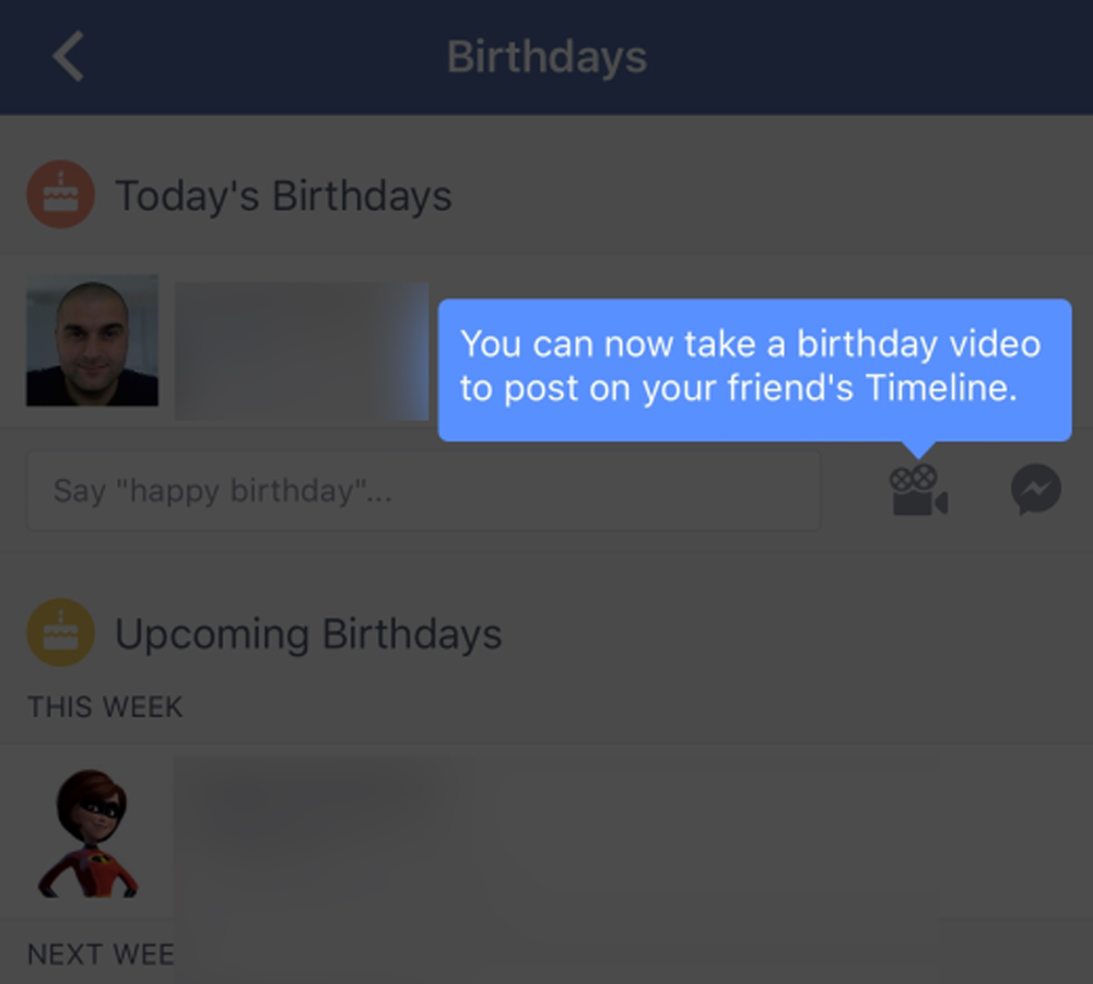 Hình ảnh Facebook có thêm tính năng chèn video clip để chúc mừng sinh nhật - Ảnh chụp màn hình