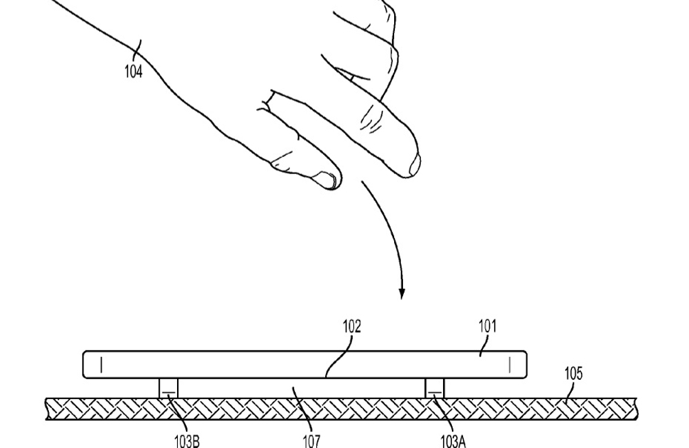 Hình ảnh mô tả bằng sáng chế bảo vệ màn hình khi bị rơi của Apple - Ảnh: USPTO/Apple