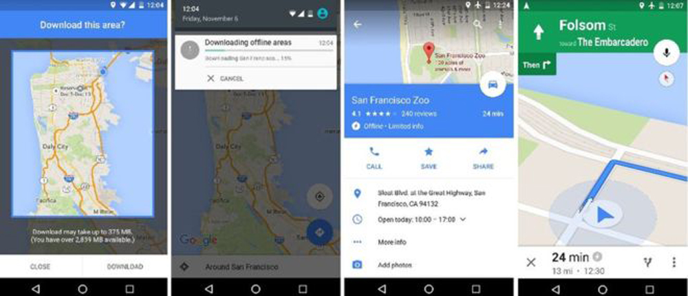Google Maps hiện đã cho tải về offline và bổ sung đầy đủ tính năng dẫn đường mà không cần có kết nối internet - Ảnh chụp màn hình