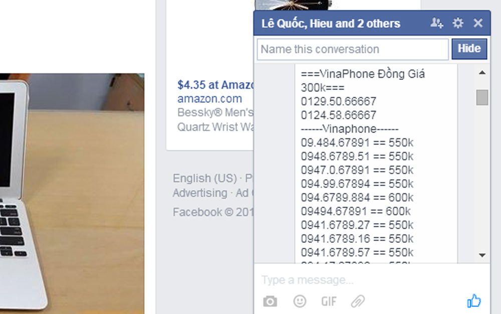 Đôi lúc bạn nhận được những tin nhắn mua bán không mong muốn trên Facebook - Ảnh chụp màn hình