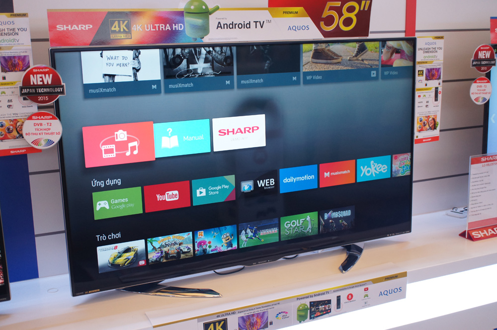 Phiên bản TV 4K chạy Android dùng màn hình 58 inch mới của Sharp - Ảnh: T.Luân
