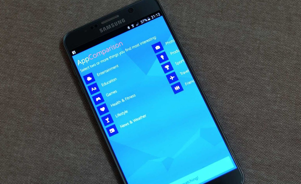AppComparison có thể chạy trên Android nhưng thực tế là để khuyến khích người dùng chuyển sang dùng Windows Phone - Ảnh: AndroidCentral