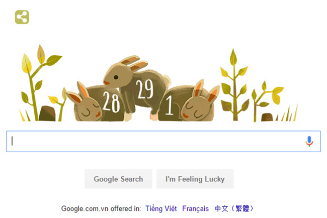 Doodle đặc biệt cho ngày 29.2 được Google sử dụng trên trang chủ của mình - Ảnh chụp màn hình
