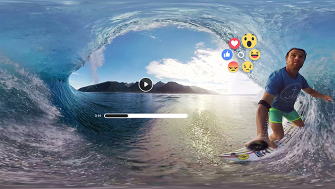 Người dùng Gear VR sẽ được thích và chia sẻ một video 360 độ trên Facebook - Ảnh: Oculus