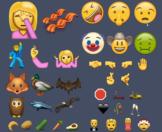 Một số kiểu emoji dựa trên mã Unicode dự kiến sẽ có mặt trên iOS 10 sắp tới - Ảnh chụp màn hình
