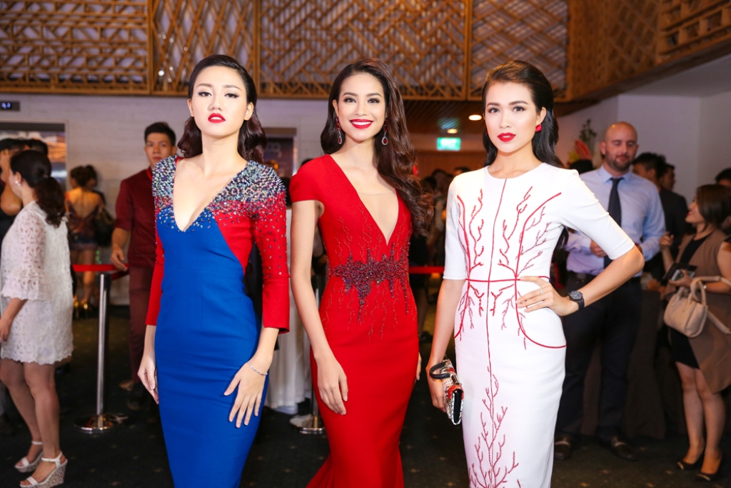 Top 3 Hoa hậu Hoàn vũ Việt Nam 2015 khoe sắc trên thảm đỏ Tuần lễ thời trang quốc tế Việt Nam 2015