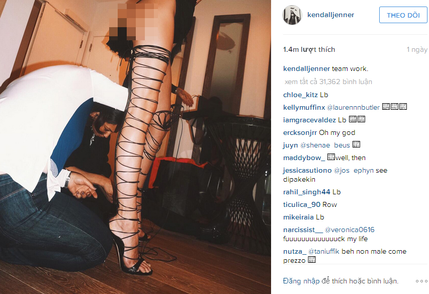 Kendall Jenner nhờ trợ lý mang giày - Ảnh: Instagram NV