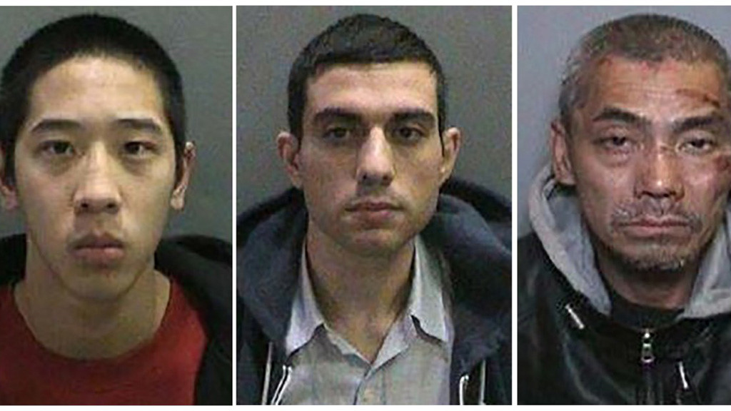 Hình ảnh ba tù nhân trốn trại ở quận Cam (từ trái sang):  Jonathan Tieu, Hossein Nayeri, Bac Duong - Ảnh: Cảnh sát quận Cam