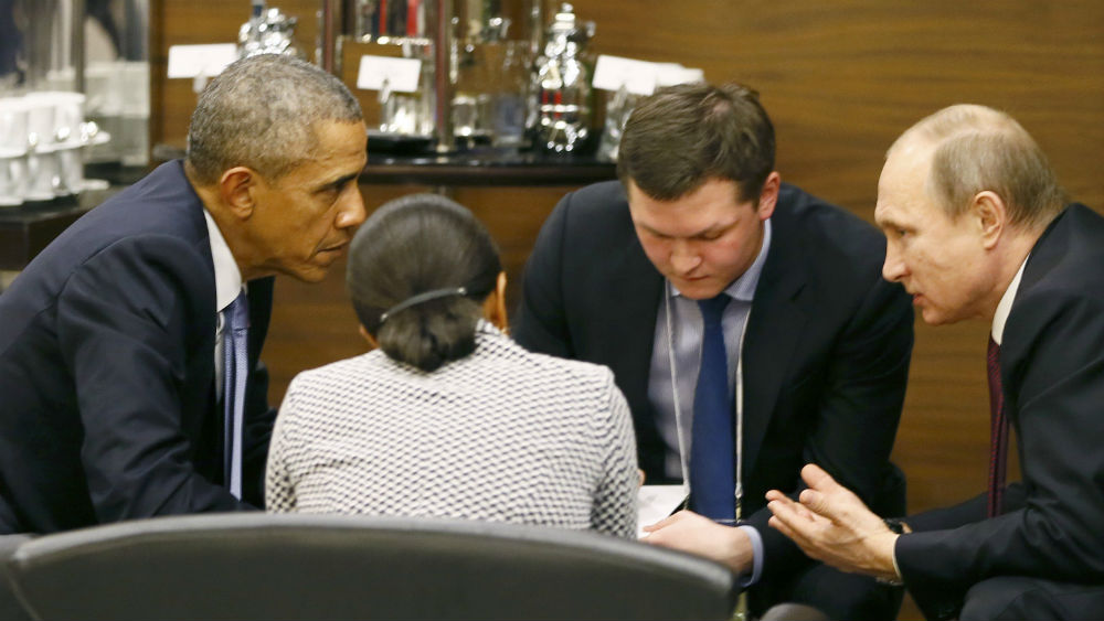 Tổng thống Nga Vladimir Putin và Tổng thống Mỹ Barack Obama đã cùng ngồi bàn bạc với nhau về tình hình Syria và Ukraine - Ảnh: Reuters