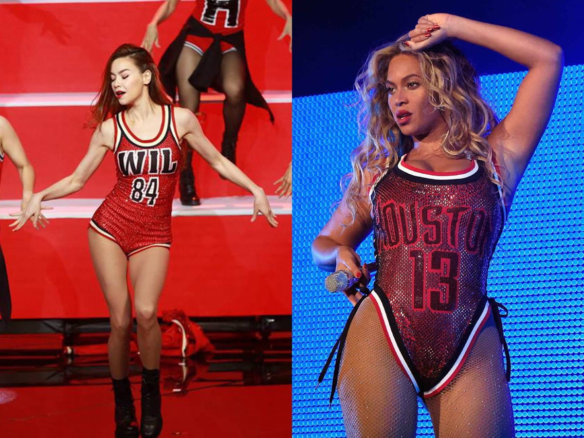 Nhiều điểm tương đồng giữa trang phục của Hà Hồ và Beyoncé