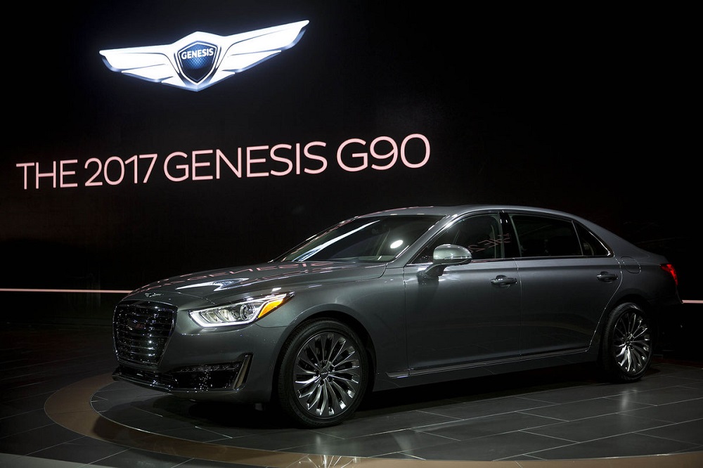 Mẫu mới nhất của dòng sedan Hyundai Genesis được trình làng tại North American International Auto Show ở Detroit (Mỹ) đầu năm nay - Ảnh: Bloomberg