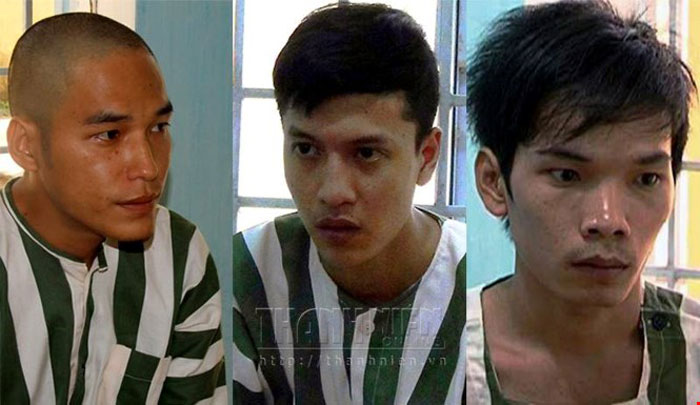 Ba kẻ thủ ác trong vụ án Bình Phước: Trần Đình Thoại, Nguyễn Hải Dương và Vũ Văn tiến (từ trái qua) - Ảnh: Trương Nguyễn.