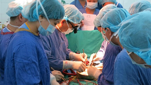 Phẫu thuật ghép tim từ người chết não cho bệnh nhân - Ảnh: Thúy Anh