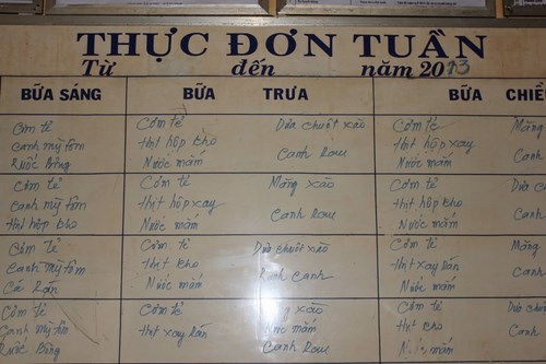 Bữa cơm của bộ đội Trường Sa năm 2015, vẫn chủ yếu là đồ hộp, đồ khô mang từ đất liền ra - Ảnh: Mai Thanh Hải