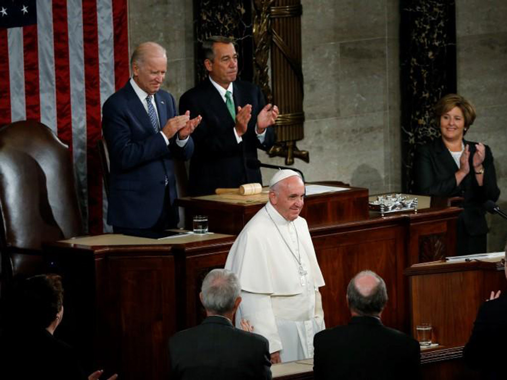 Giáo hoàng phát biểu tại Quốc hội Mỹ ngày 24.9.2015 - Ảnh: Reuters