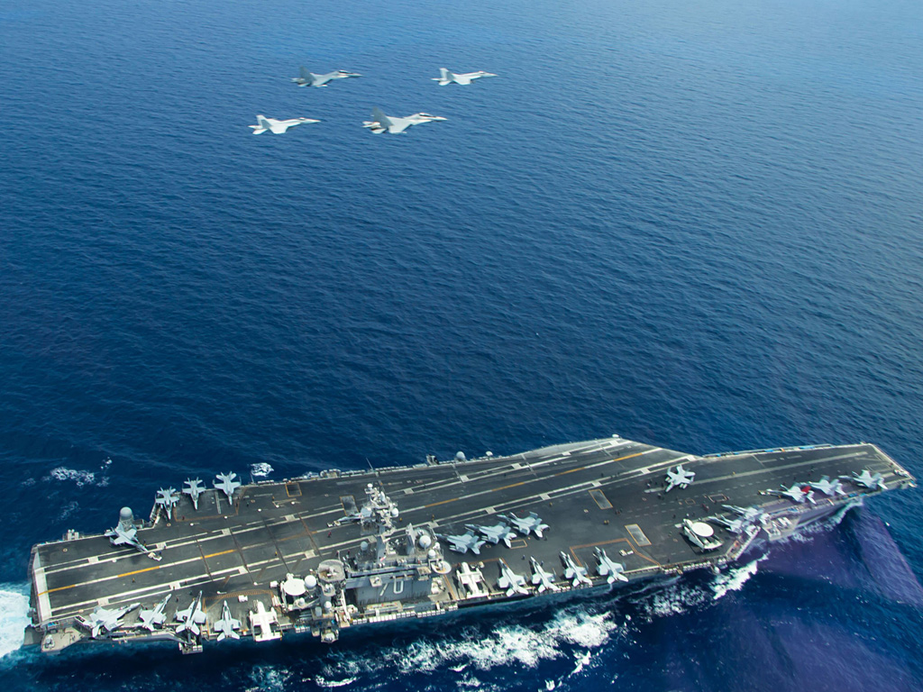  Tàu sân bay USS Carl Vinson của Mỹ tham gia tập trận tại Biển Đông vào tháng 5.2015 - Ảnh: AFP