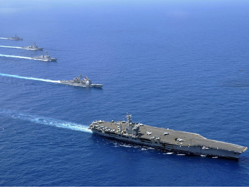 Nhóm tác chiến tàu sân bay USS Nimitz của Mỹ tham gia một đợt diễn tập ở Biển Đông - Ảnh: US Navy