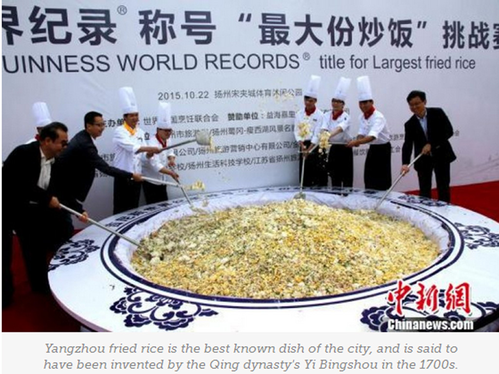 Chảo cơm chiên phá kỷ lục ở Dương Châu - Ảnh chụp màn hình báo Global Times