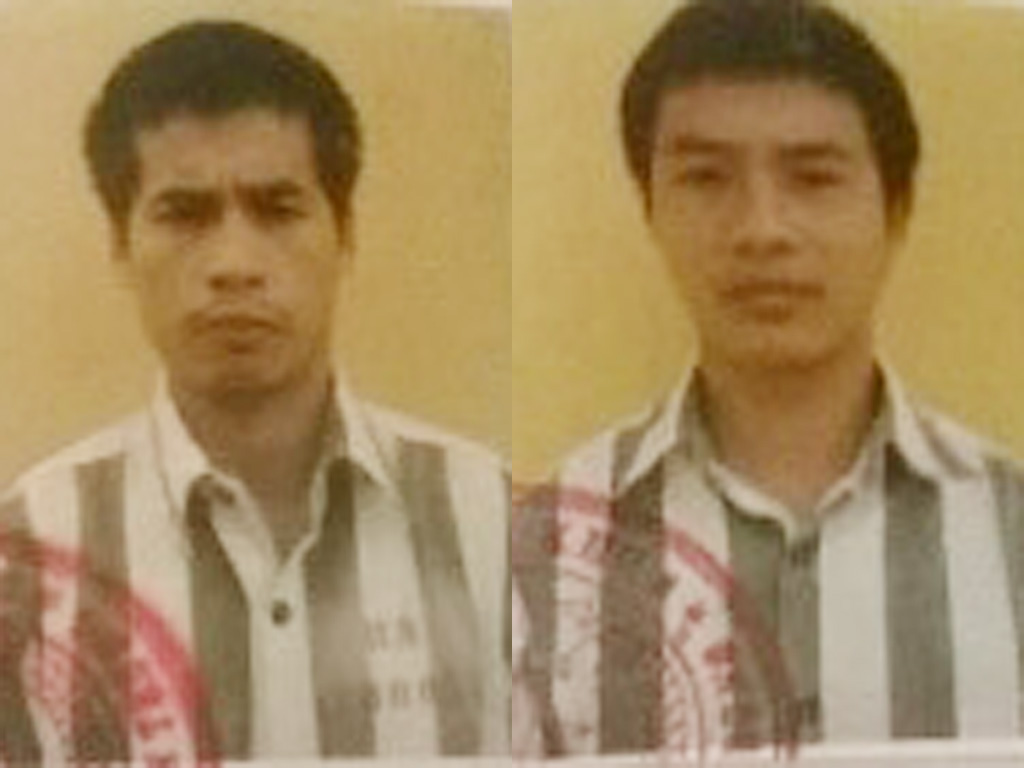 Quyết định truy nã của Trại giam quân sự khu vực miền Trung đối với hai tù nhân vượt ngục là Nhâm Văn Tuấn (trái) và Triệu Quân Sự - Ảnh: Hiển Cừ