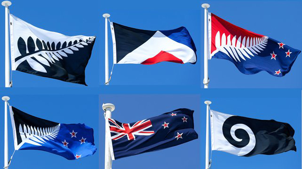 Cờ New Zealand (giữa, hàng thứ hai từ trên xuống) và 5 mẫu gợi ý để người dân lựa chọn