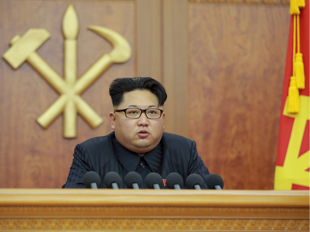 Ông Kim Jong-un phát biểu mừng Năm mới 2016 tại Bình Nhưỡng - Ảnh: Reuters
