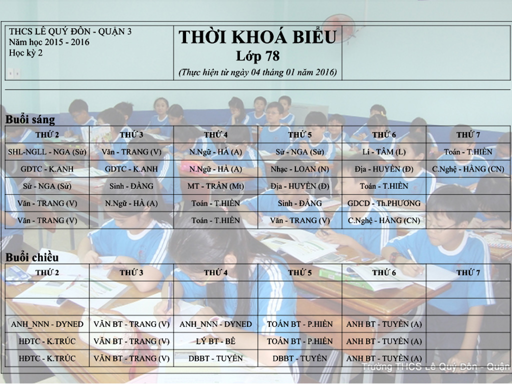 Học sinh lớp 7 Trường THCS Lê Quý Đôn mệt mỏi vì thời khóa biểu này - Đồ họa: Thái Nguyên