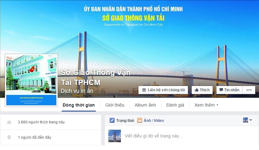 Giao diện trang Facebook Sở GTVT TP.HCM