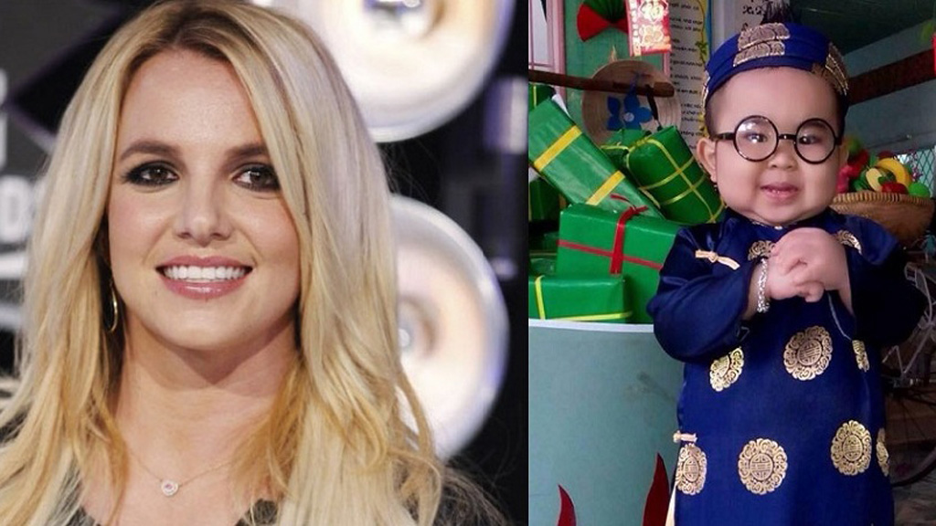 Ngay cả Britney Spears cũng không cưỡng lại được vẻ dễ thương của Ku Tin - Ảnh: Reuters/FB Ku Tin