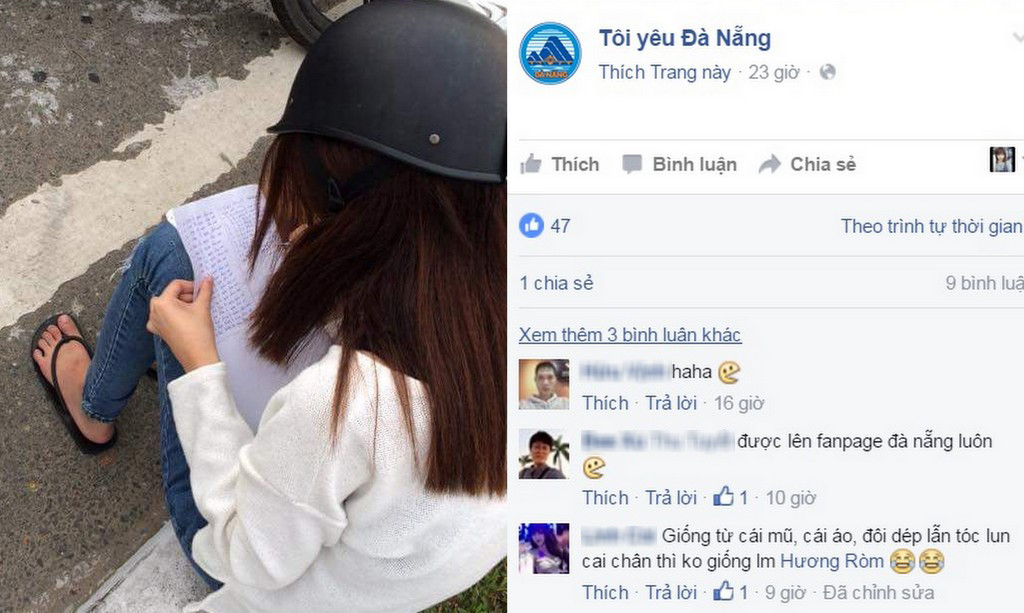 Cô gái chép phạt 20 lần vì đi ngược chiều - Ảnh chụp màn hình Fanpage Tôi yêu Đà Nẵng