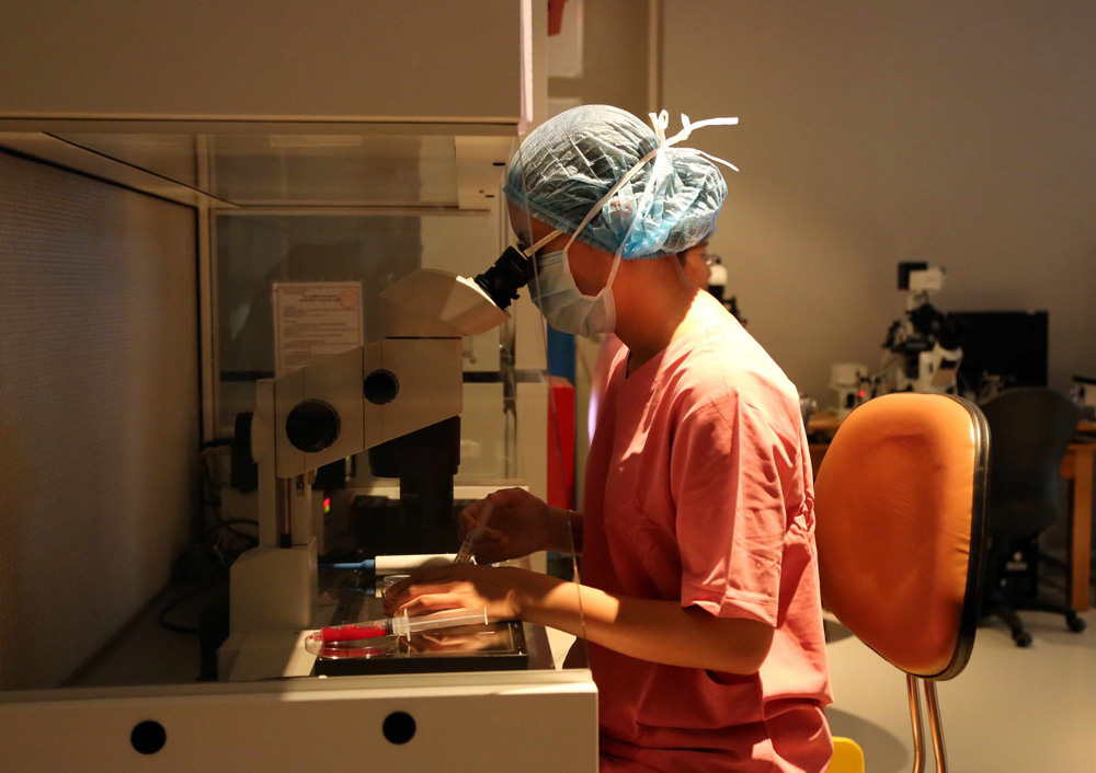 Thực hiện thụ tinh trong ống nghiệm tại Bệnh viện Từ Dũ - Ảnh: Độc Lập