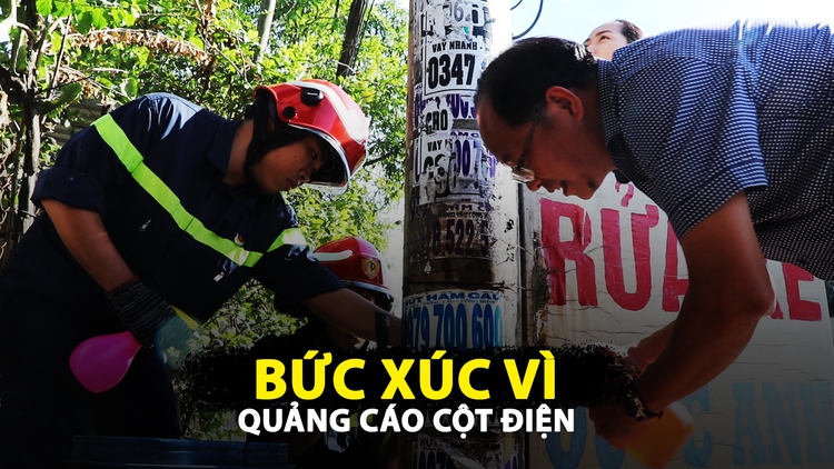 Chủ tịch huyện Hóc Môn xuống đường bóc gỡ quảng cáo ‘ngân hàng cột điện’