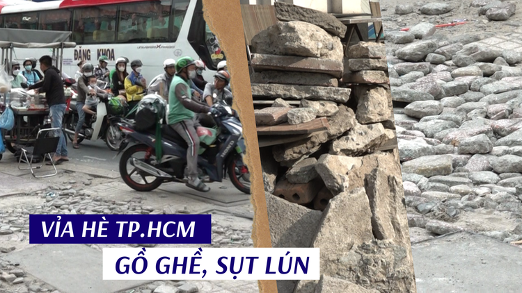 Thảm thương vỉa hè TP.HCM: xe máy thi nhau ‘bạo hành’ khiến gạch lát vỡ vụn, sụt lún